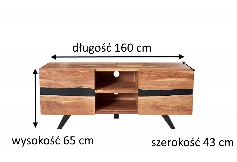 szafka pod telewizor z drewna akacjowego Pure 165 cm